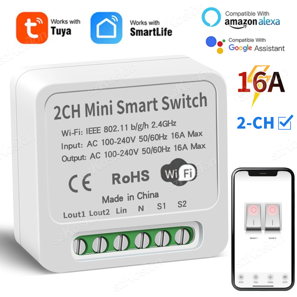 Smart Light Switch Wifi - 16A Tuya WiFi Modulo Smart Switch