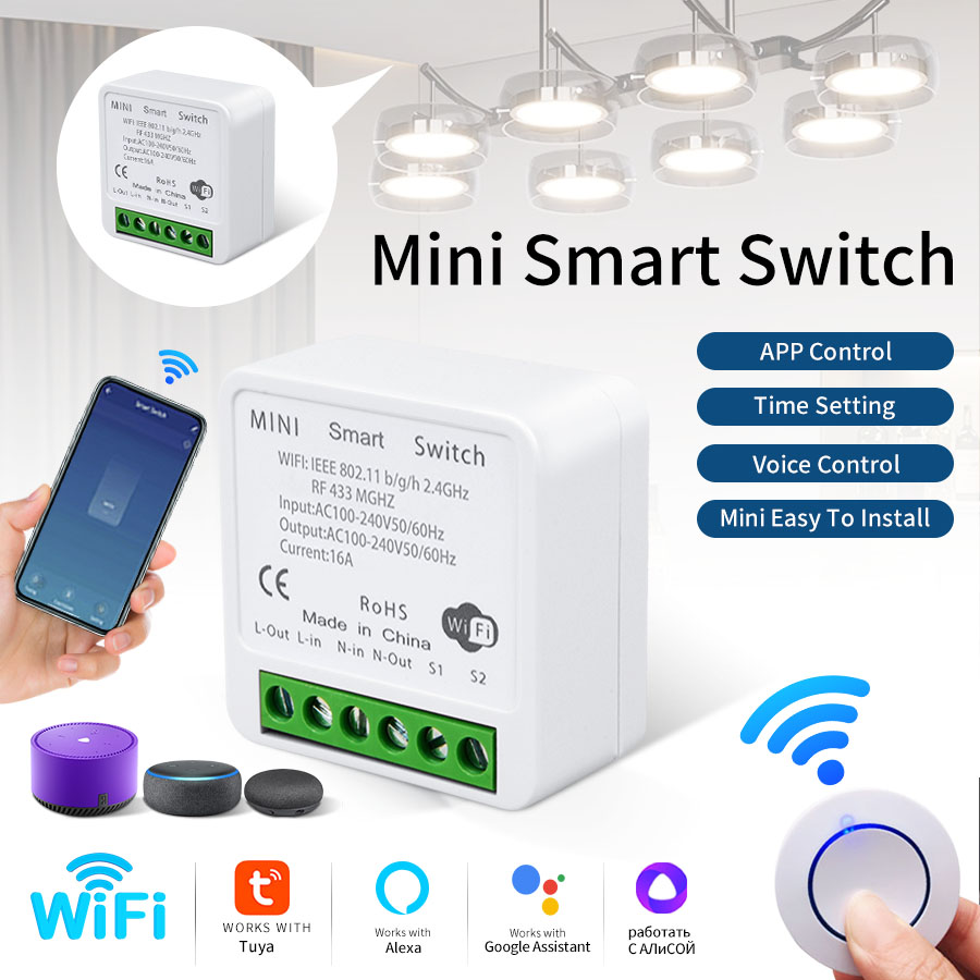 Smart Light Switch Wifi - Interruttore Intelligente WiFi Tuya RF433Mhz 16A/20A,